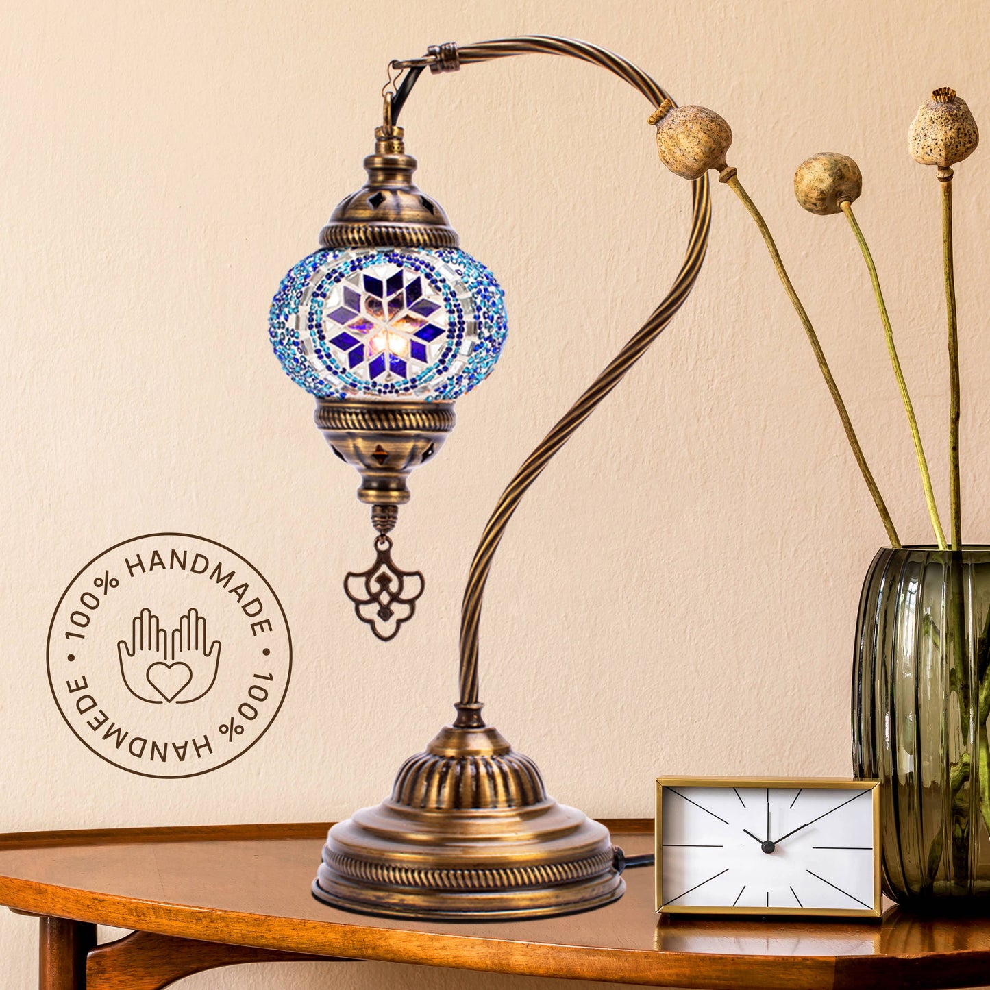 Turkish Mosaic Lamp Blue Handmade Moroccon Lamp Decorative