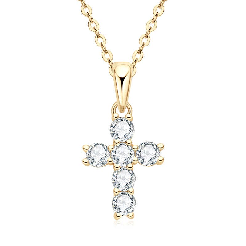 Moissanite Cross Pendant Necklace in 925 Sterling Silver