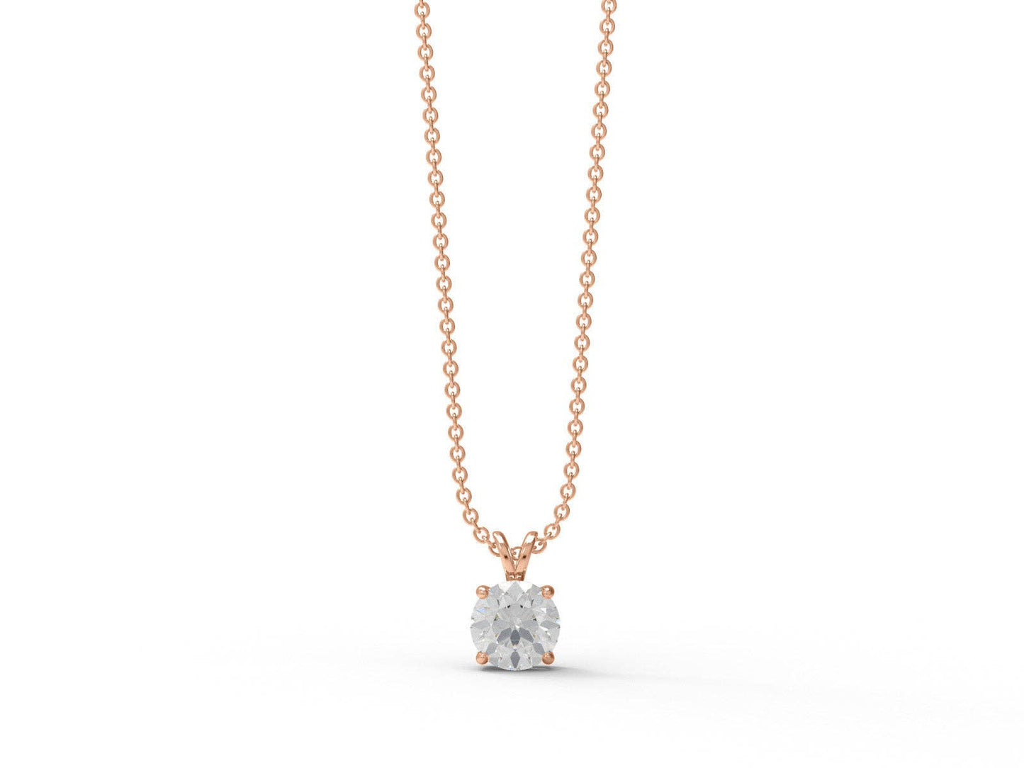 0.75 Ctw Round Shape Moissanite 925 Sterling Silver Necklace