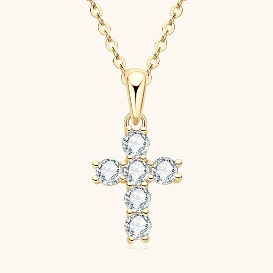Moissanite Cross Pendant Necklace in 925 Sterling Silver