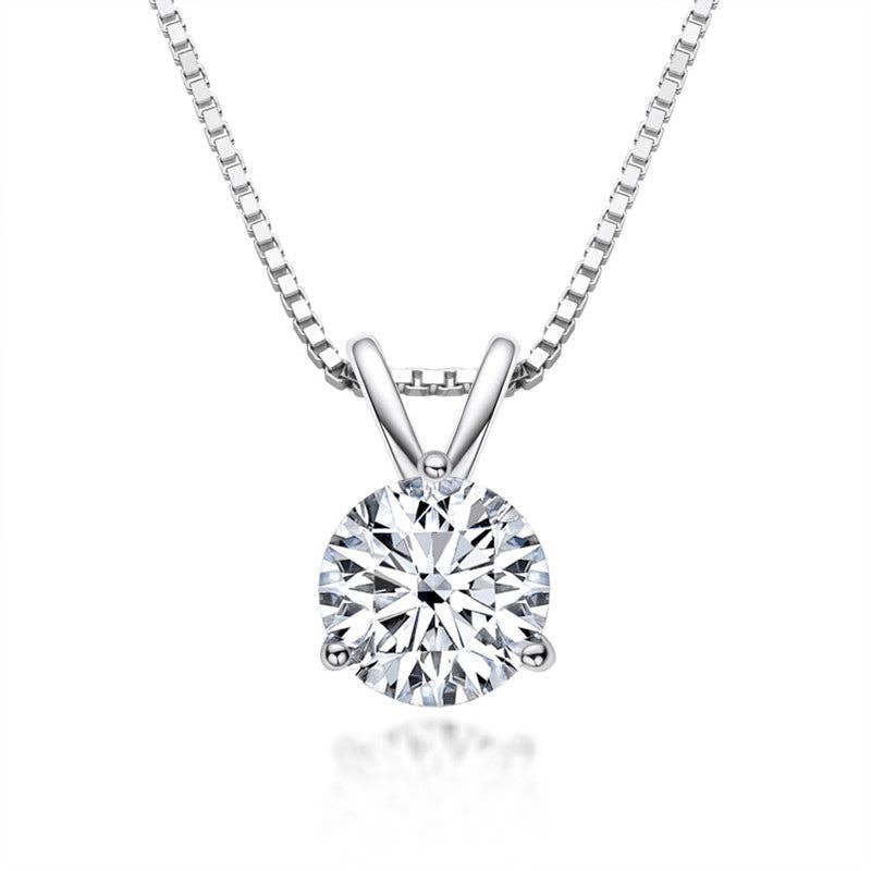 Solitaire Moissanite Pendant Necklace in 925 Sterling Silver