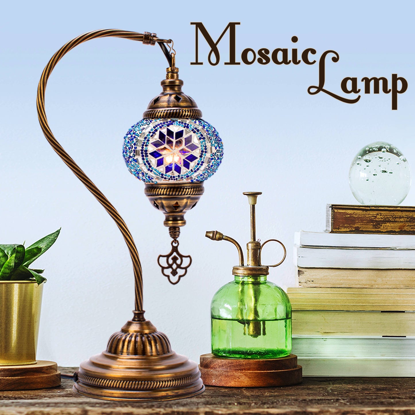 Turkish Mosaic Lamp Blue Handmade Moroccon Lamp Decorative