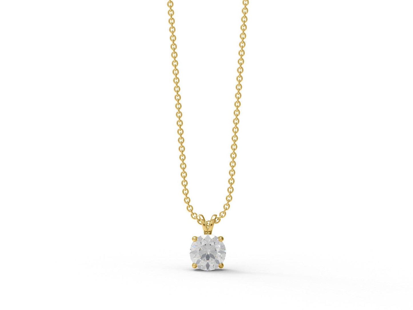 0.75 Ctw Round Shape Moissanite 925 Sterling Silver Necklace