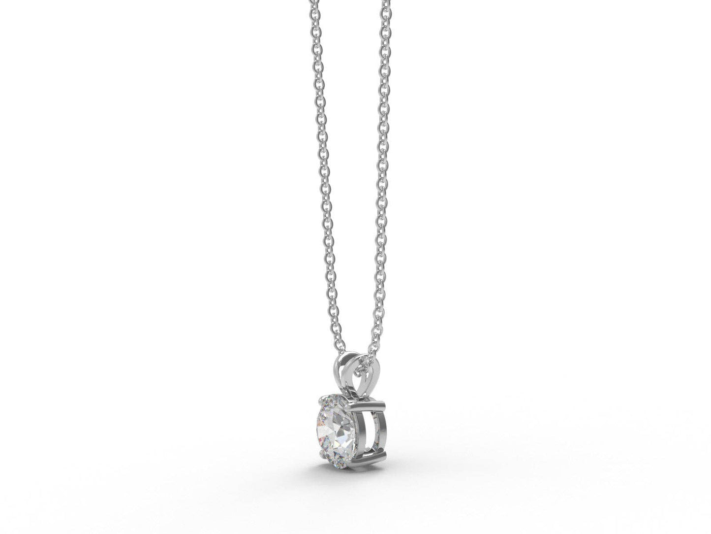 0.75 Ctw Round Shape Moissanite 925 Sterling Silver Necklace