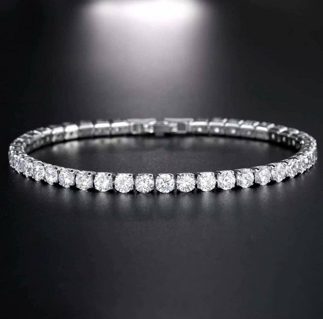 14k White Gold Plated Swarovski Element Tennis Bracelet