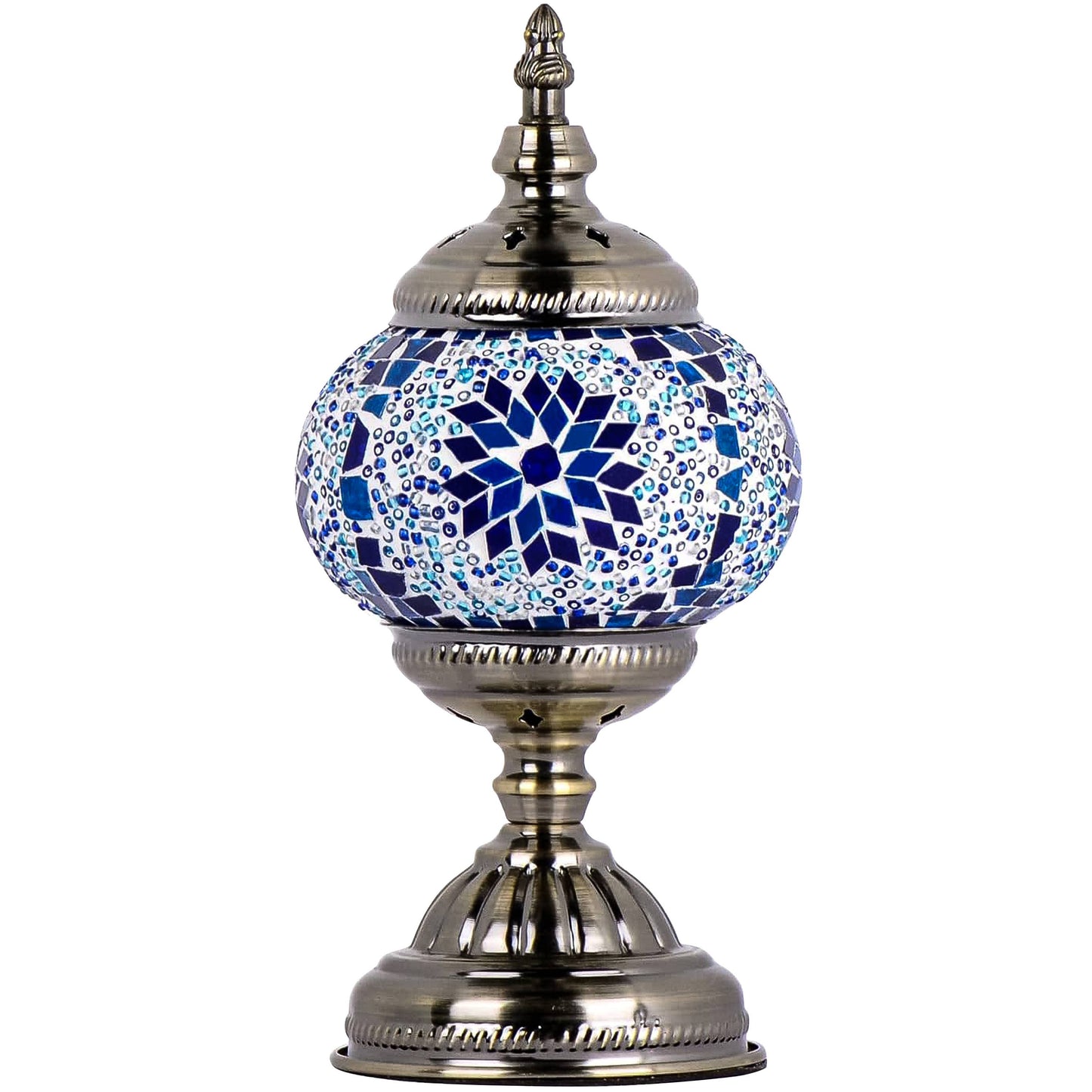 Turkish Moroccan Mosaic Desk Lamp Blue Handcrafted
