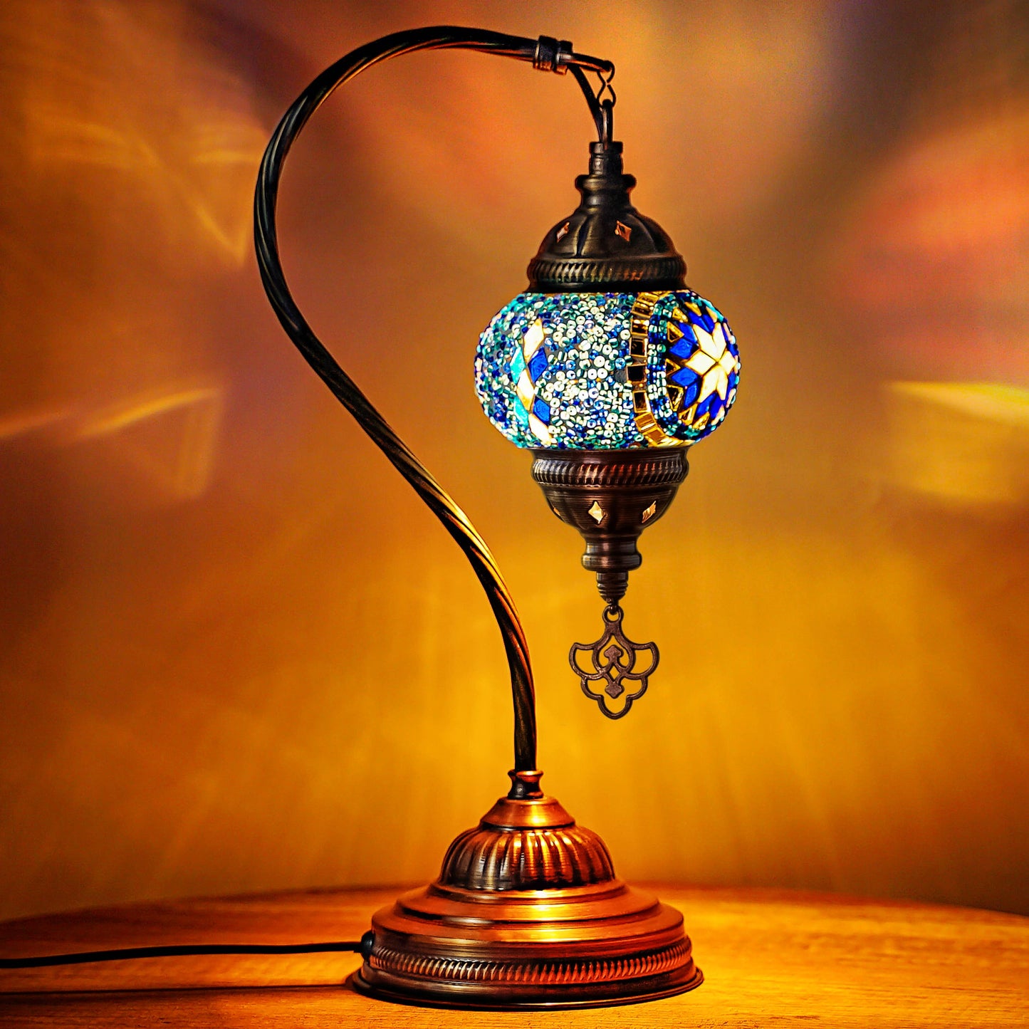 Turkish Mosaic Lamp Blue Handmade Moroccon Lamp Decorative