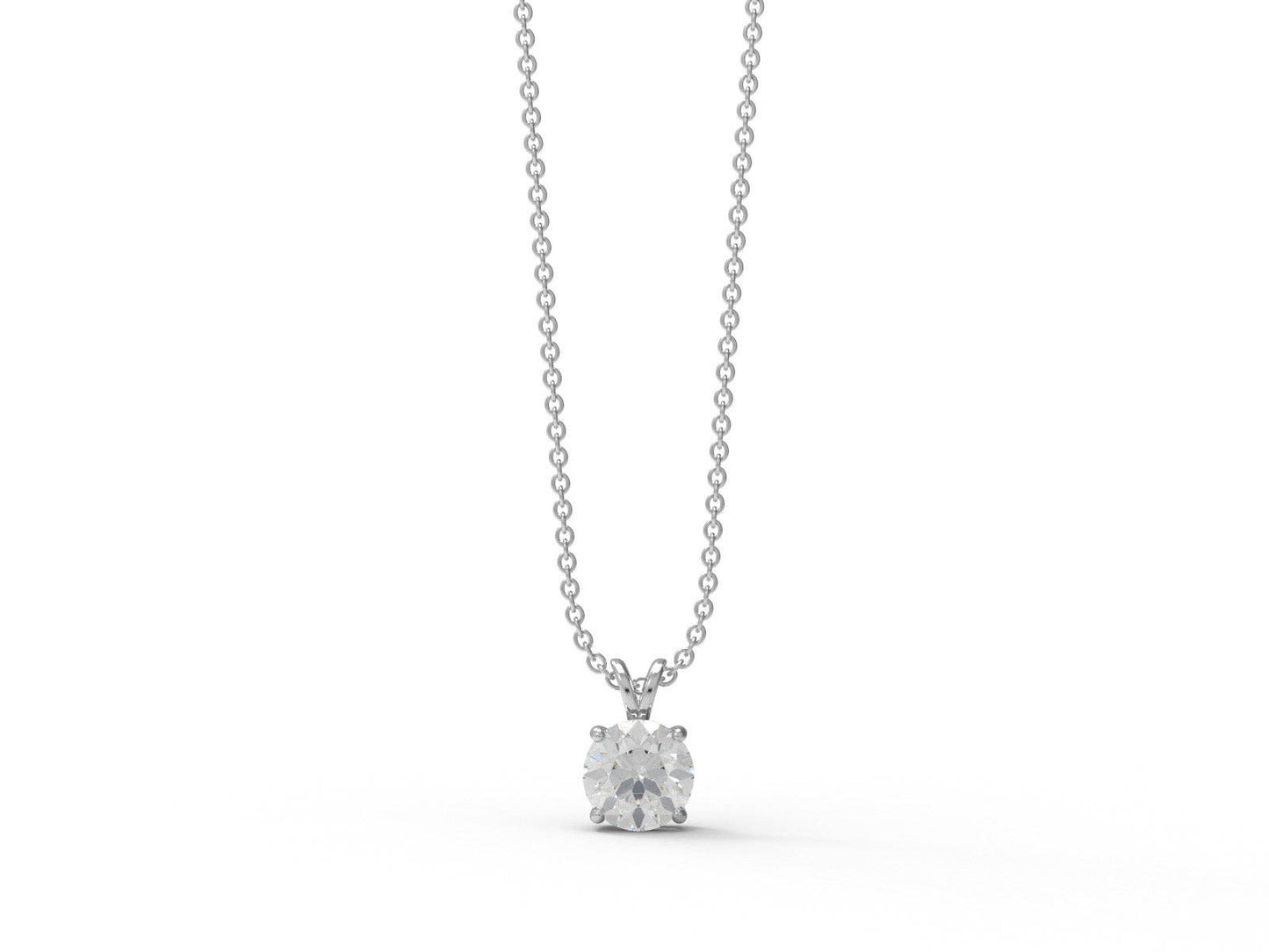 0.75 Ctw Round Shape Moissanite 925 Sterling Silver Necklace