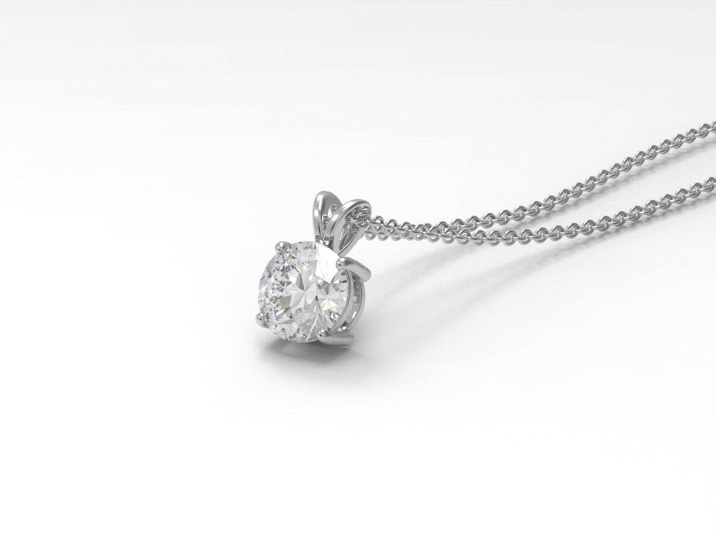0.75 Ctw Round Shape Moissanite 925 Sterling Silver Necklace