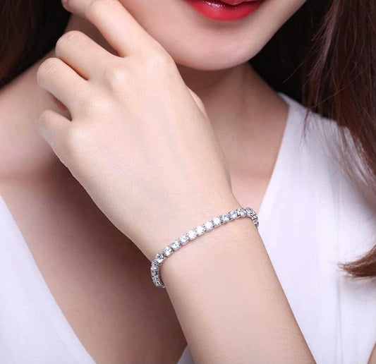 14k White Gold Plated Swarovski Element Tennis Bracelet