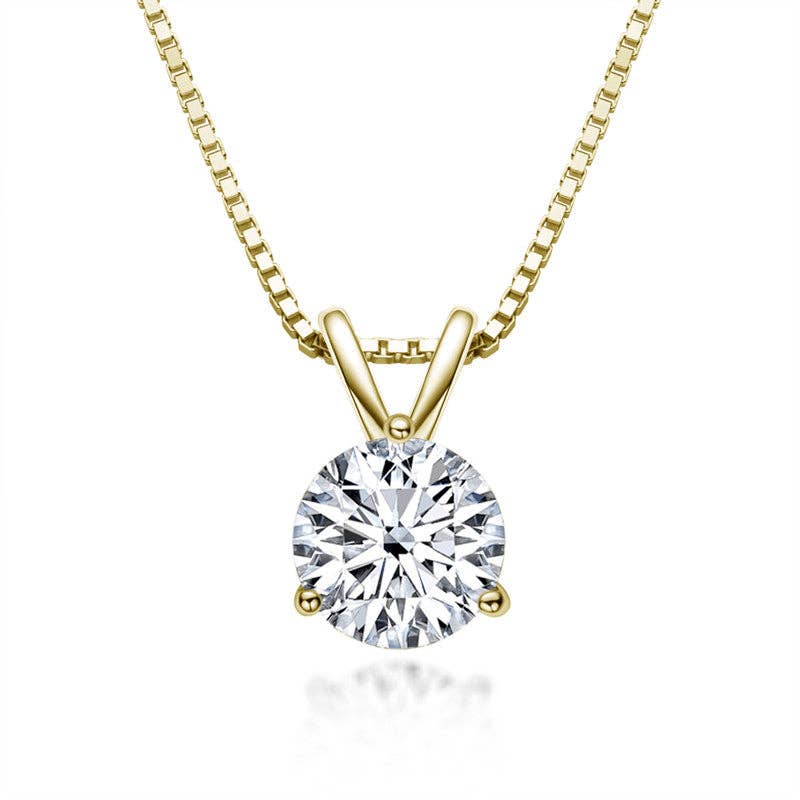 Solitaire Moissanite Pendant Necklace in 925 Sterling Silver