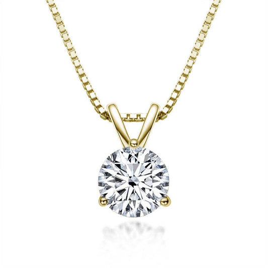 Solitaire Moissanite Pendant Necklace in 925 Sterling Silver