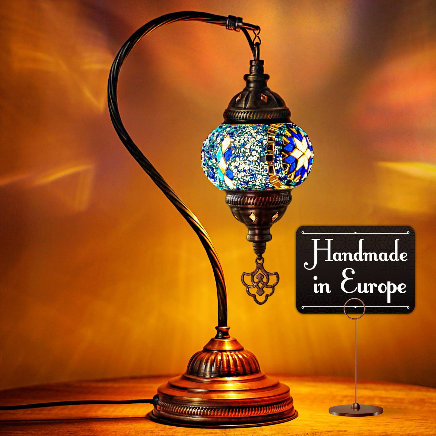 Turkish Mosaic Lamp Blue Handmade Moroccon Lamp Decorative